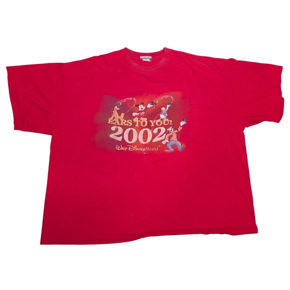 2002 Walt Disney World Park Tshirt Men 4XL Y2K Red‎ Oversized Souvenir Vintage